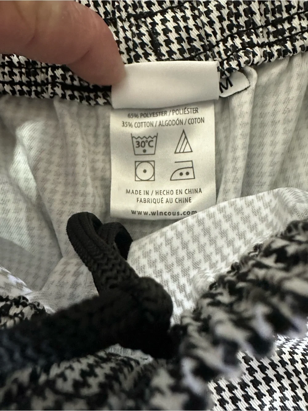 Winco Signature Chef Houndstooth Chef Pants Medium Elastic Waist Workwear